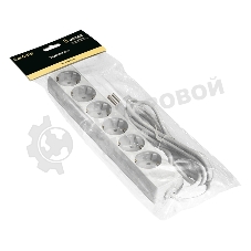 Удлинитель ExeGate ECE-6-5W (EX285836RUS), белый, 5 м, евровилка с заземлением, 6 евророзеток с заземлением, 2200 Вт