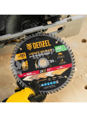 Пильный диск по ламинату Denzel ф185 х 30 мм, 60 зубьев