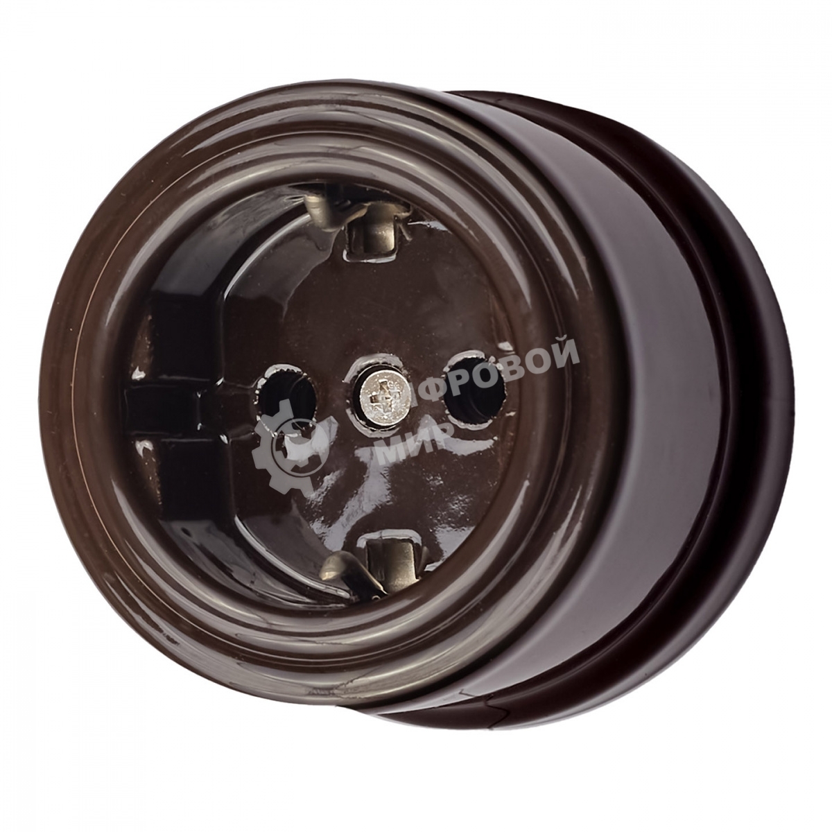 Розетка Bironi B1-101-02 с заземлением, керамика, Лизетта коричневый