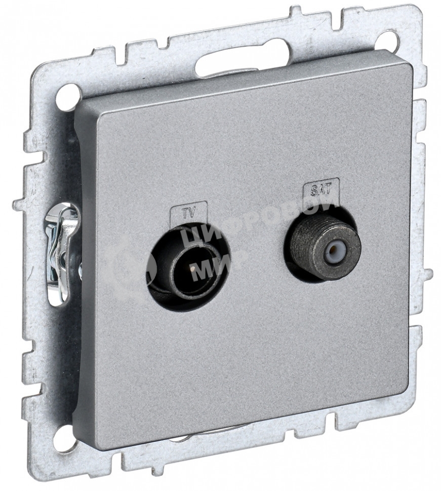 Розетка телевизионная двойная TV+SAT IEK BRITE РТВ/РСп12-БрА алюминий