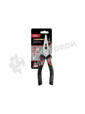Удлиненные плоскогубцы Deli DL0103 160 мм, Cr-V, эксцентриковый шарнир, антикоррозийное покрытие, трехкомпонентная прорезиненная рукоять