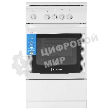 Плита газовая DeLuxe 5040.37 г (крышка) белый, конфорок 4 шт, духовка 43 л, 50 см x 85 см x 50 см