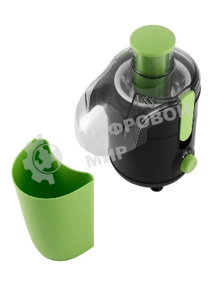 Соковыжималка Hyundai HY-JE1625 чёрный/зелёный, центробежная, 500 Вт, 400 мл, механическое