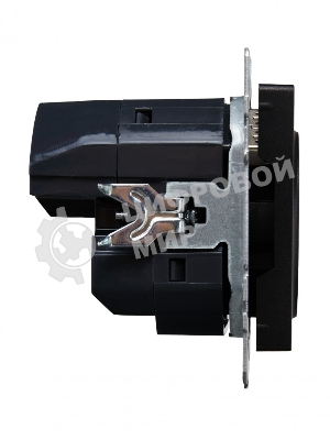 Розетка 1-местная IEK BRITE РЮш10-2-БрЧ (BR-R14-16-U21-D31-K02) с заземлением, с защитными шторками, 16А, с USB A+A 5В 3,1А, черный