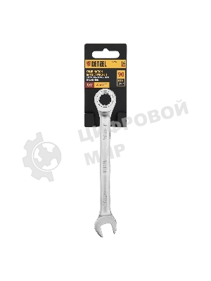 Ключ комбинированный трещоточный Denzel 14 мм, CrV, матовый хром