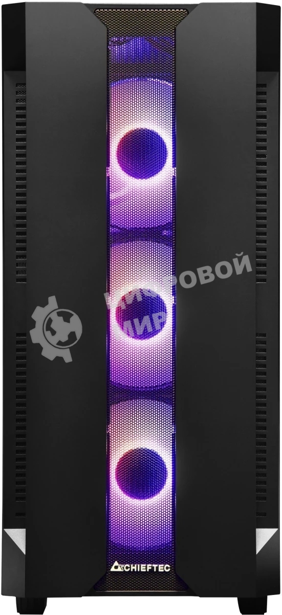Компьютерный корпус CHIEFTEC HUNTER GS-01B-OP без БП, боковая панель из закаленного стекла, 3xARGB LED 120мм вентилятора спереди, 1xARGB LED 120мм вентилятор сзади, черный, ATX