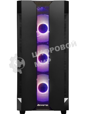 Компьютерный корпус CHIEFTEC HUNTER GS-01B-OP без БП, боковая панель из закаленного стекла, 3xARGB LED 120мм вентилятора спереди, 1xARGB LED 120мм вентилятор сзади, черный, ATX