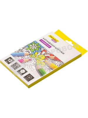 Карандаши цветные Silwerhof Create Jumbo 6мм, шестигранный профиль, дерево, ассорти, 12 цветов, коробка с европодвесом