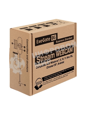 Веб-камера ExeGate Stream C938 2K AF (5Мп, 2560х1440, 1440P, 30fps, автоматический фокус, защитная шторка, 4-линзовый объектив, микрофон с шумоподавлением, универсальное крепление, отверстие под штатив, USB, кабель 1,5 м, Windows 7/8/10/11, Mac OS 10.6 и выше, Chrome OS, Android 5.0 и выше, черная, RTL)