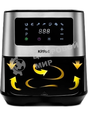 Аэрогриль Kitfort KT-2228 серебристый, 1700 Вт, 5.5 л, сенсор, 9 программ