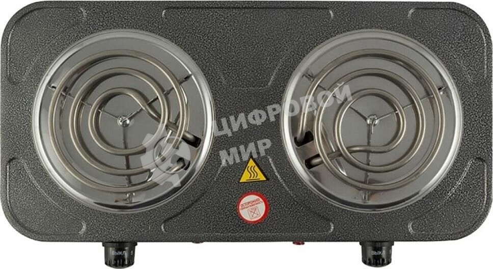 Плита настольная электрическая Homestar HS-1105 серый, 2 кВт, ТЭН, конфорки - 2, эмаль, поворотные переключатели