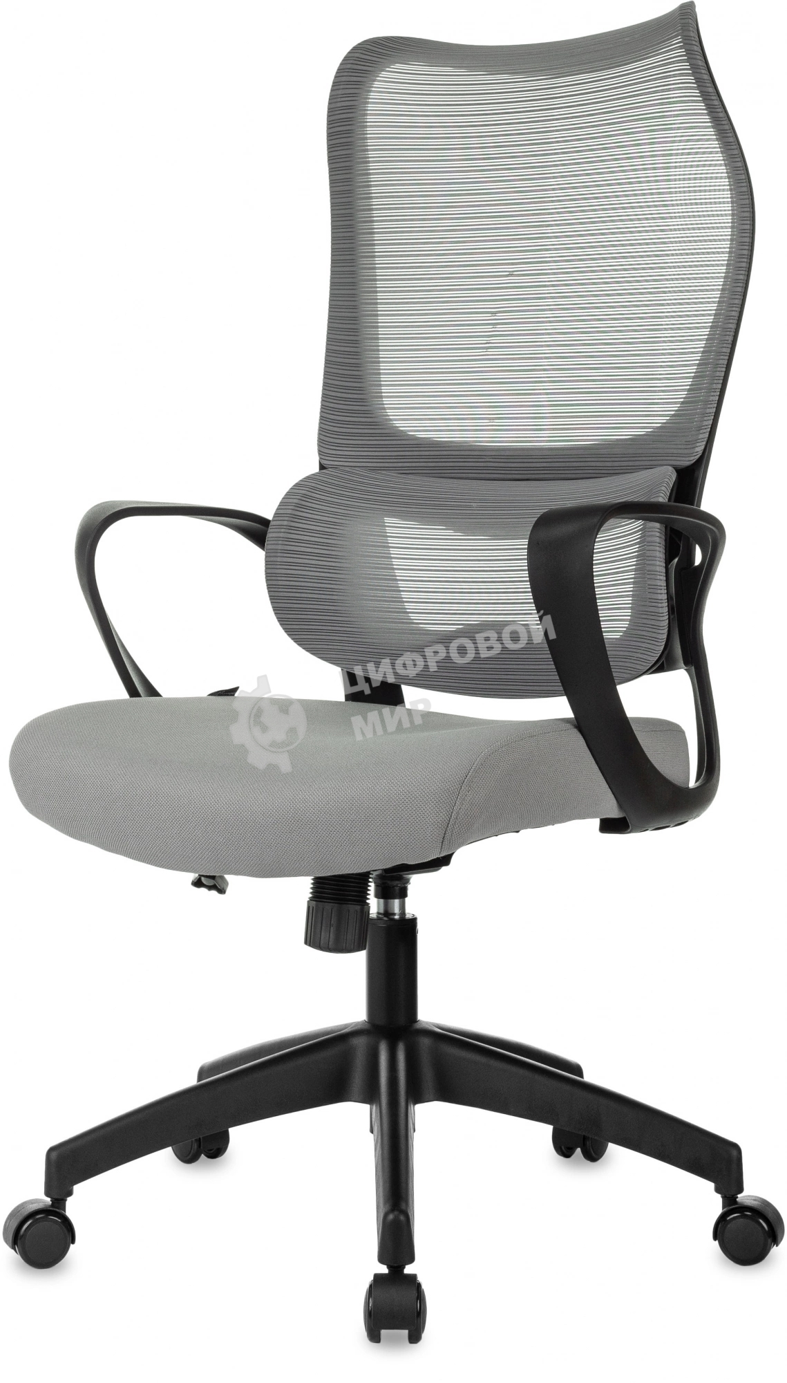Кресло руководителя Бюрократ Sigma 2 серый, сетка/ткань, крестов. пластик