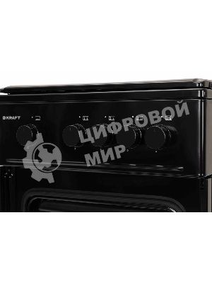 Плита газовая Kraft KF-FSK5301GbL черный, конфорок 4 газовых, духовка 58 л, 50 см x 85.5 см x 55.6 см