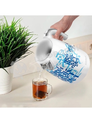 Чайник электрический Kitfort КТ-6772 1.7 л, 2200 Вт, белый/синий корпус: металл/пластик