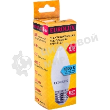 Лампа светодиодная EUROLUX LL-E-C37-6W-230-4K-E27 свеча