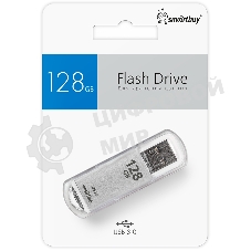 Флешка USB Smartbuy V-Cut Silver (SB128 GbVC-S3), 128Gb, USB 3.0, R/W 75/30, серебристый