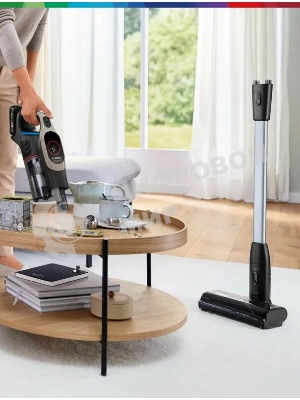 Пылесос вертикальный Bosch BCS931GAC серый, питание от аккумулятора, уборка сухая, пылесборник 0.4 л