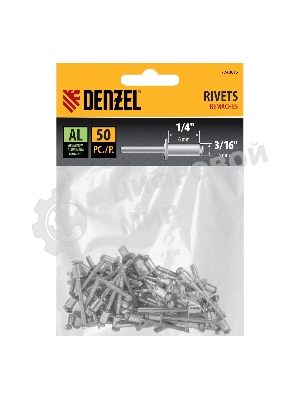 Заклепки алюминиевые Denzel, 3/16