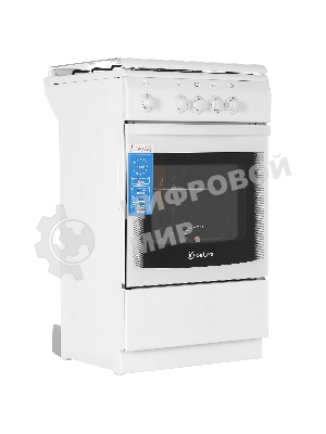 Плита газовая DeLuxe 5040.37 г (крышка) белый, конфорок 4 шт, духовка 43 л, 50 см x 85 см x 50 см