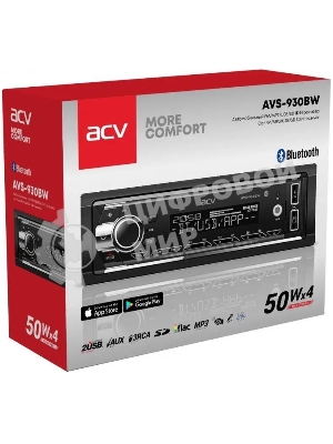 Автомагнитола ACV AVS-930BW, 1 DIN, Bluetooth, USB Type-A, AUX