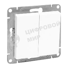 Механизм выключателя EKF UP1-SWW-21 двухклавишный, проходной, белый Эпика