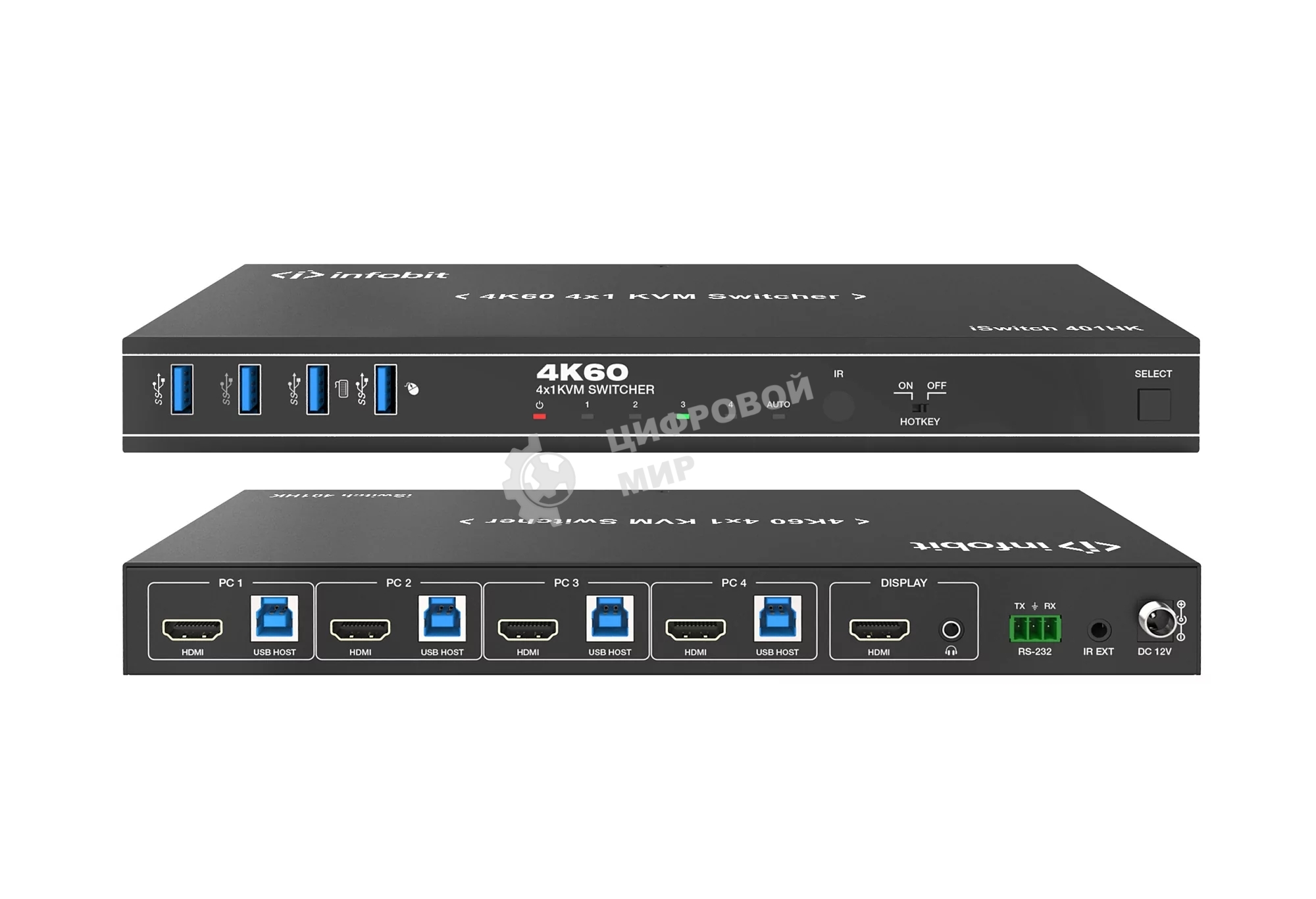Коммутатор Infobit iSwitch 401HK 4K60 HDMI 4x1 KVM Switcher