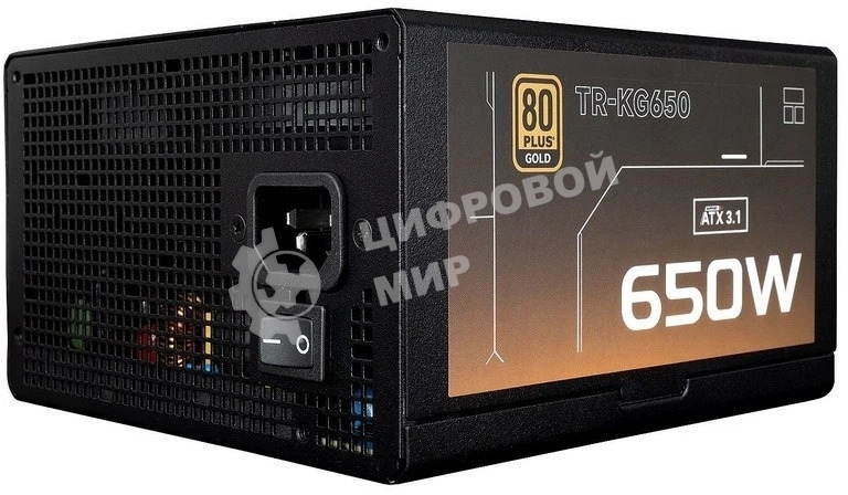 Блок питания Thermalright, 650W 80+ Gold (ATX, 3.1, Full modular, 1x24(20+4)pin, 2xCPU 8(4+4)pin, 2xPCIe*2 8(6+2)pin, 3xSATA3, 2xMOLEX4pin, Active, 120x120мм, 150x140x86mm, APFC, OVP, UVP, SCP, OCP, OTP, OPP, black)