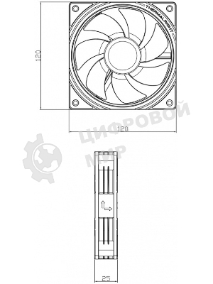 Кулер для корпуса Thermalright TL-S12R Reverse (120x120x25mm, 4-pin PWM, ARGB, 47.6CFM, 23.2dBA, 1500RPM, черный)