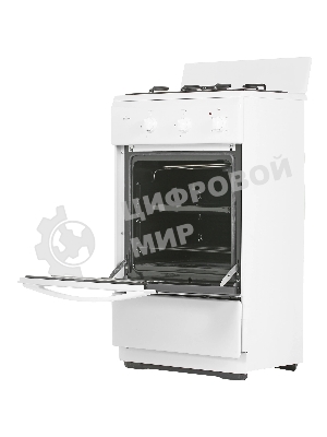Плита комбинированная Flama CK 2202 W белый, конфорок 2 шт, духовка 30 л, 50 см x 85 см x 38 см