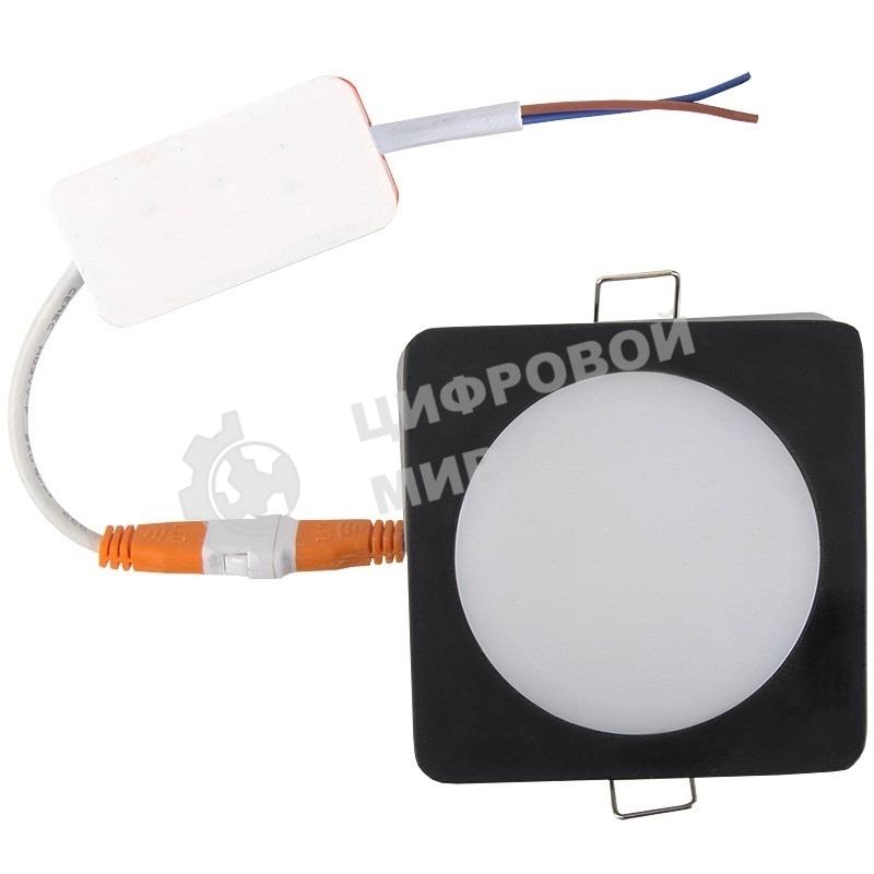 Св-к встраиваемый с подсветкой квадрат 7Вт 4500К 85мм черный IP40 General GLP-DECO-S2-7BT-IP40-4-BL