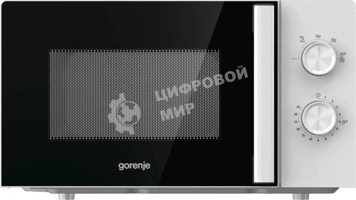 Микроволновая печь Gorenje MO20E1WH белый, 20 л, 800 Вт, переключатели - поворотный механизм