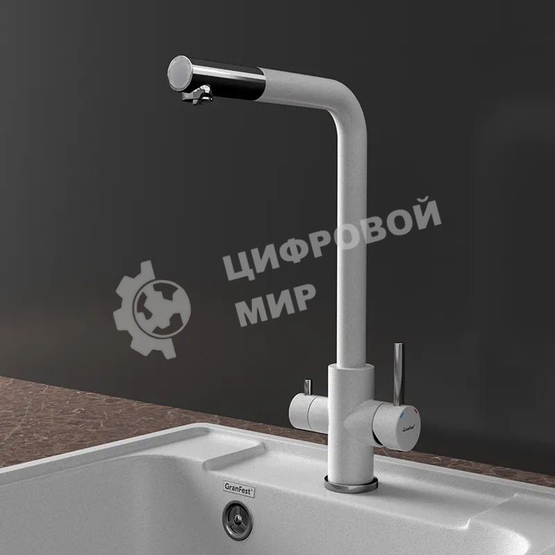 Кухонный смеситель GranFest Quarz GF-Z-5421, Г-образный, кран под фильтрованную воду, серый