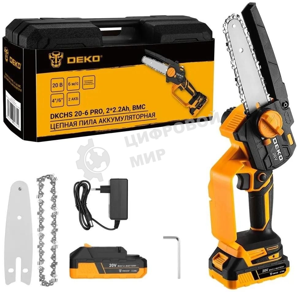 Пила цепная аккумуляторная DEKO DKCHS 20-6 PRO, 4