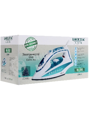 Утюг Delta LUX DL-352 белый с бирюзовым, 2200 Вт, 30 г/мин, 140 г/мин, 300 мл