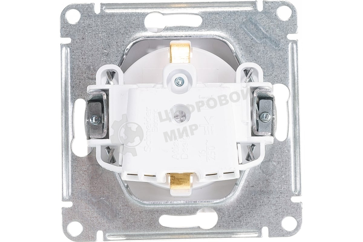 Механизм розетки 1-м СП AtlasDesign с заземл. 16А жемчуг SchE ATN000443
