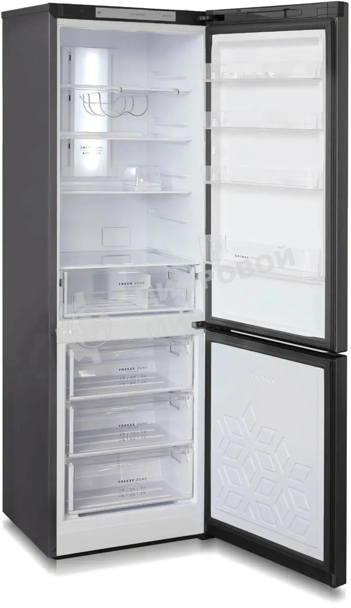 Холодильник Бирюса Б-W980NF графит двухкамерный 240/130л морозилка снизу, No Frost