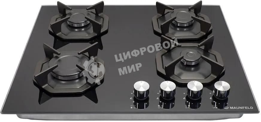 Газовая варочная панель Maunfeld EGHG.64.2CB/G, 4 конфорки, закаленное стекло, черный