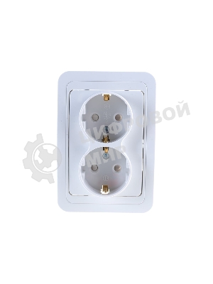 Розетка 2-м CLASSICO защ. шторки с заземл. 2128x белый ASD/IN HOME 4690612000985