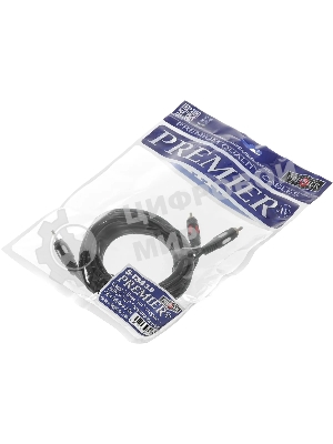 Кабель-переходник акустический Premier 5-134 Jack 3.5 (m)/2хRCA (m) 3м. позолоч.конт. черный