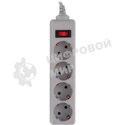 Сетевой фильтр Buro 400SL-5-G 5 м, 4 розетки, серый (пакет ПЭ)