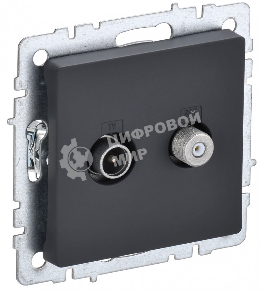 Розетка телевизионная двойная TV+SAT IEK BRITE РТВ/РСп12-БрГ графит