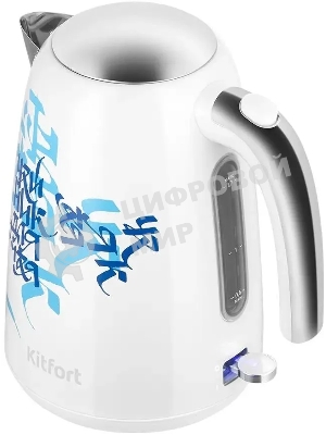 Чайник электрический Kitfort КТ-6772 1.7 л, 2200 Вт, белый/синий корпус: металл/пластик