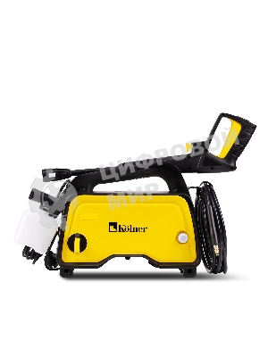Мойка высокого давления 120/70 бар, KOLNER K120M, компакт, 1400Вт, 390л/ч, метал.помпа, шланг ВД 5м, кабель 5м, самовсас, Auto stop (емкость для шампуня)