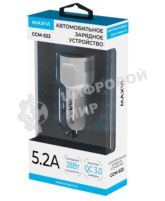 Автомобильное зарядное устройство Maxvi CCM-522 белый 5.2A