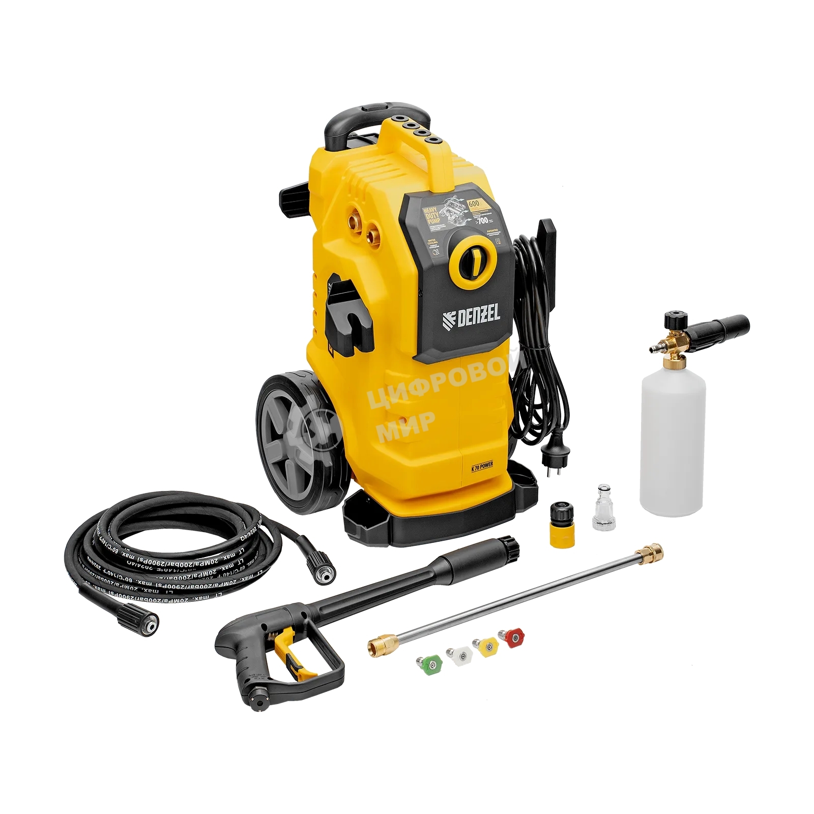 Моечная машина высокого давления Denzel K 70 Power, 2500 Вт, 180 бар, 600 л/ч, асинх. двиг.