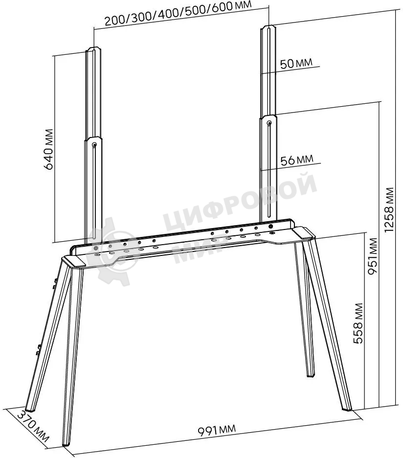 Подставка для телевизора Cactus CS-ST3646BKWN черный/орех, 49