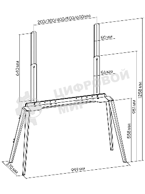 Подставка для телевизора Cactus CS-ST3646BKWN черный/орех, 49