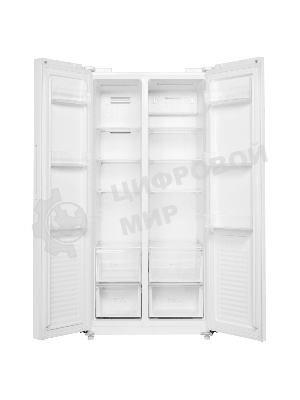 Холодильник Maunfeld MFF177NFWE белый двухкамерный 263/170л морозилка сбоку, No Frost, Side by Side