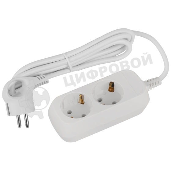 Удлинитель электрический ЭРА UDL-16-215-E Greenline 2 розетки с заземлением 1,5м ПВС 3x1мм2