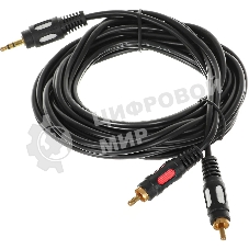 Кабель-переходник акустический Premier 5-134 Jack 3.5 (m)/2хRCA (m) 3м. позолоч.конт. черный